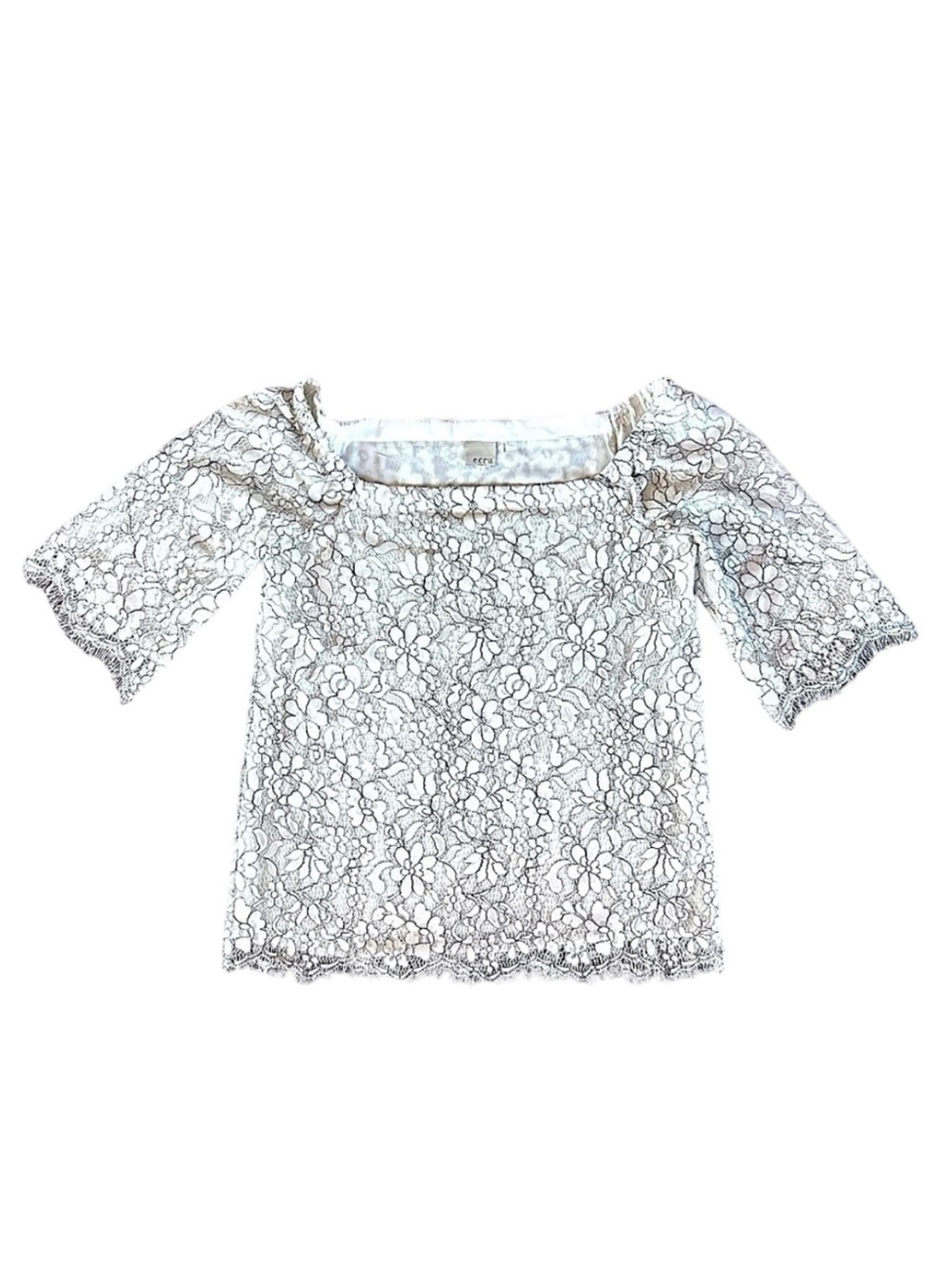 Ecru White Floral Lace Blouse
